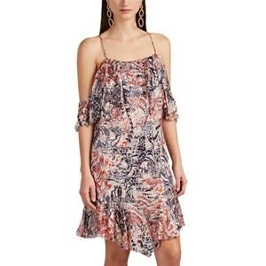 IRO Beverley Silk Blend Velvet Burnout Drapey Mini Dress 34 US 2 XS